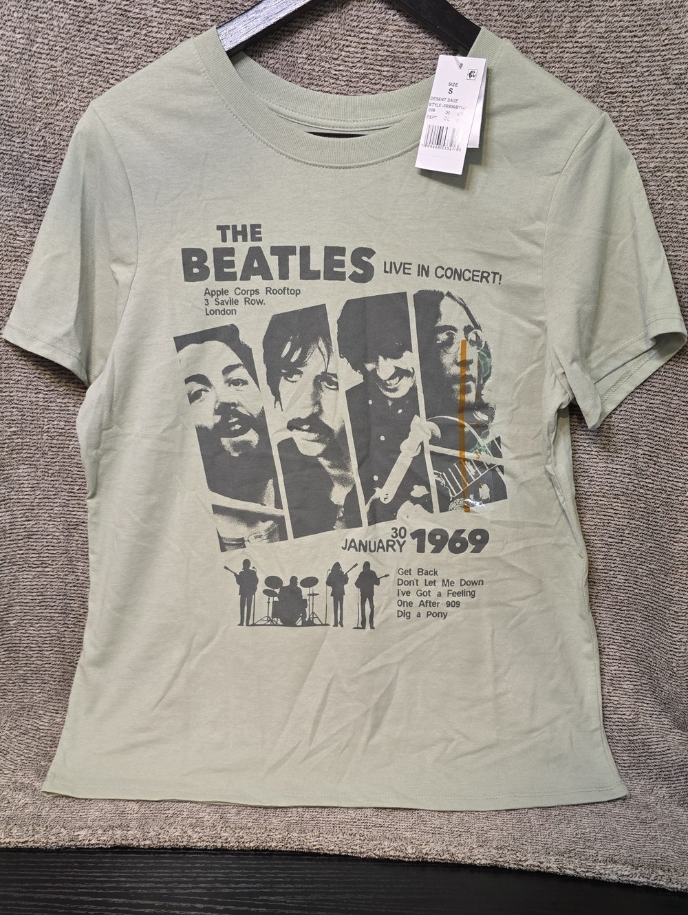 The Beatles Short Sleeve Tee - Light Sage Green